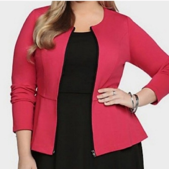 torrid Jackets & Blazers - Torrid Red Peplum Zip Jacket Blazer